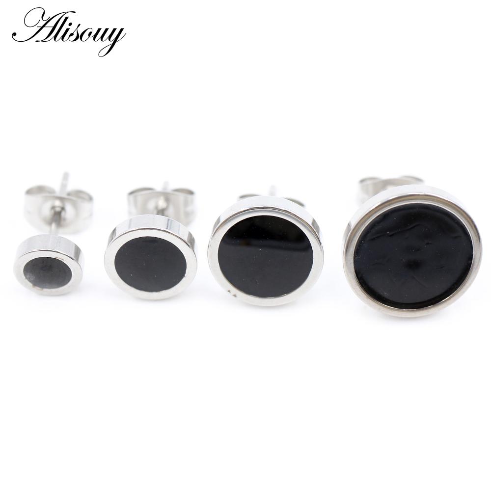 

Alisouy 2 шт. круглые винтажные серьги-гвоздики в форме штанги для мужчин модные вечерние черные мужские женские серьги унисекс ювелирные изделия 12mm чёрный/серебряный