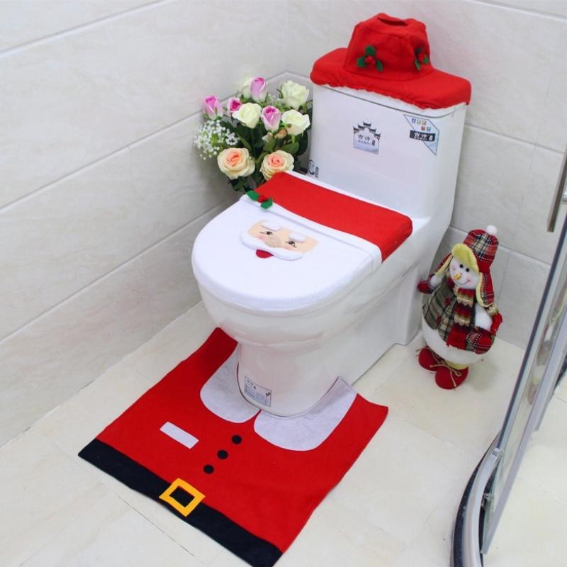 1Pc Santa Claus Toilet Cover Santa Claus Toilet Cover+Floor Mat+Water Tank Cover+Tissue Cover