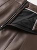 Women's Cross-Strap Leather A-line Skirt - Mid-length, High-waist, Slimming Umbrella Design, Fashionable Wide Hem, 2025 Autumn/Winter Collection.