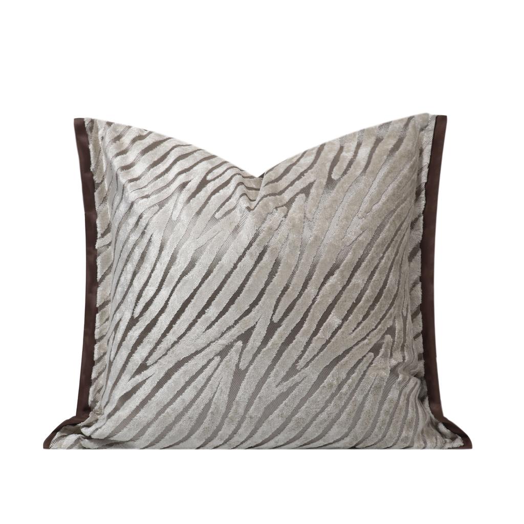 TiffHome Zebra Pattern Dark Brown Trim Throw Pillow Soft Decorative Cushion for Sofa Bedroom Living Room Modern Accent Pillow