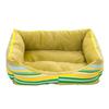 Rectangular Soft Plush Pet Bed with Striped Pattern and Raised Sides for Small Dogs and Cats Indoor Use