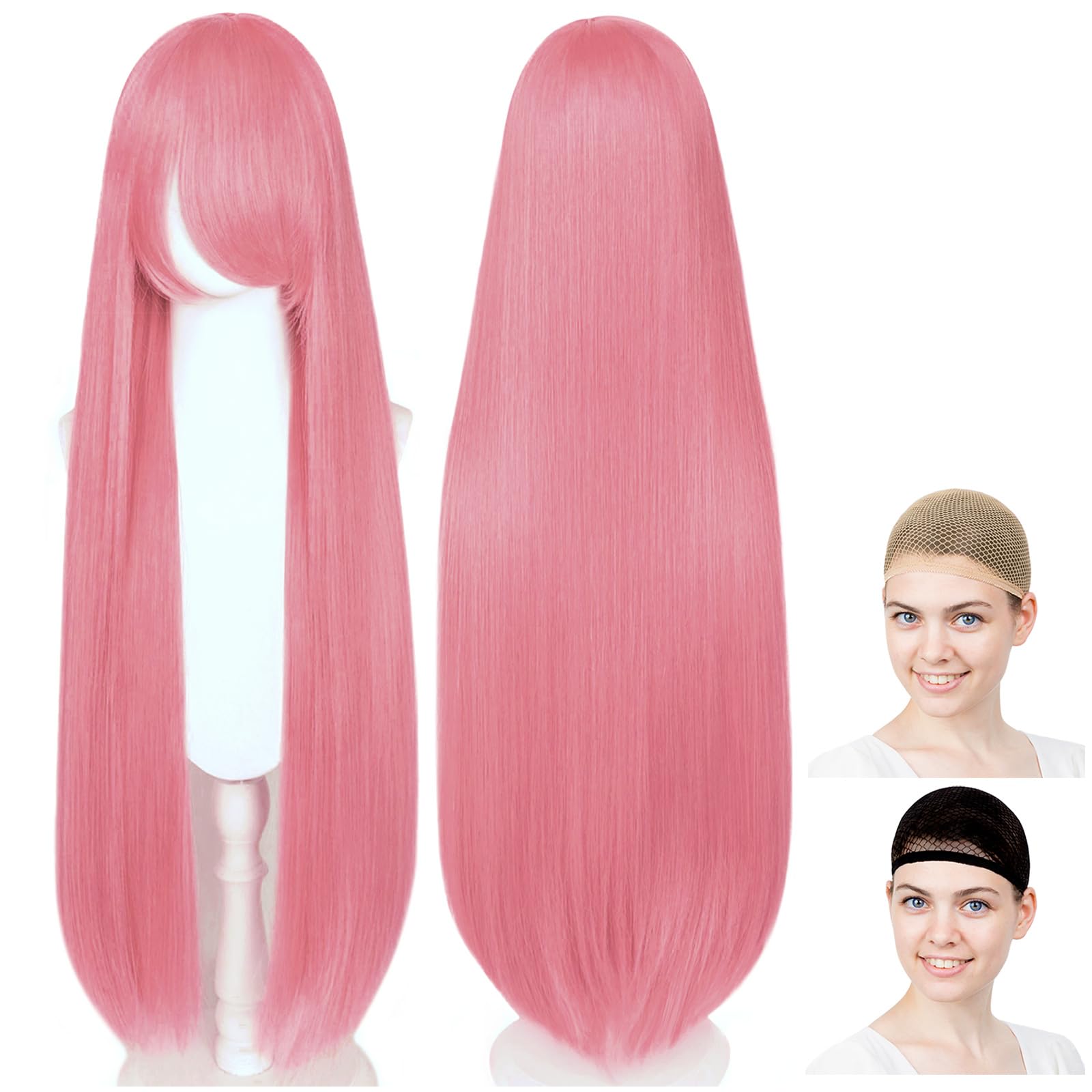 

CaseEden Cosplay Wig, Premium, Smooth, Straight, Long, 100cm, Pink, Dark Pink (WIG6146)