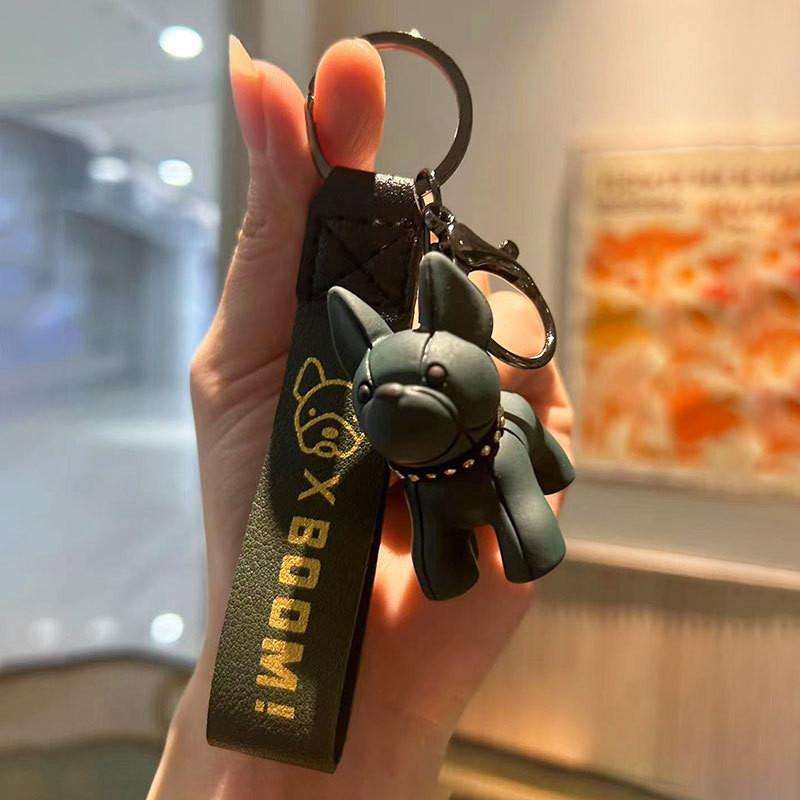 Resin Creative Bulldog Keychain Adorable Cartoon Dog Accessory For Women