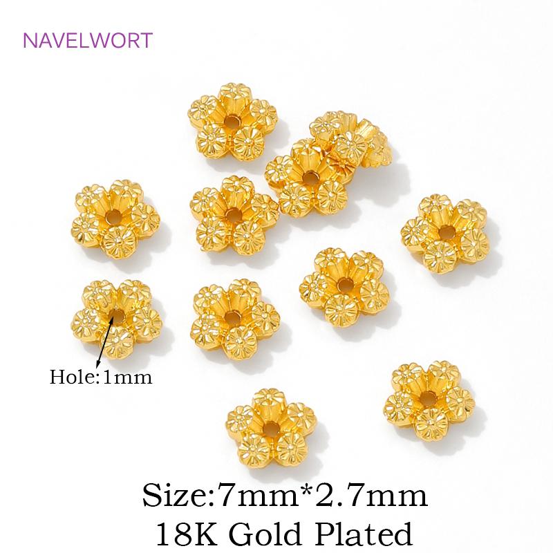 18K Gold Plated Brass Flower Spacer Beads For Jewelry Making,Separators For beads,Accessories For Bracelets,DIY Beading Supplies