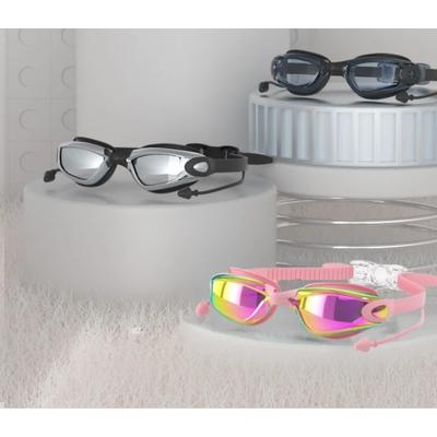 Professional Diving Goggles Electroplating Men And Women All-in-one Earplug Glasses Anti-fog Waterproof HD Swimming Goggles