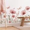 2 Stück Aquarell Rosa Blume Libelle Schlafzimmer Veranda Hintergrund Wand Verschönern Wandaufkleber Raumdekoration