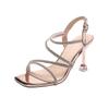 Mode 2025 Französische Strass-Sandalen Mode Feiner Absatz Schnalle Dünne Hohe Sandalen Damen Sommer Neu Feenstil Absatzschuhe