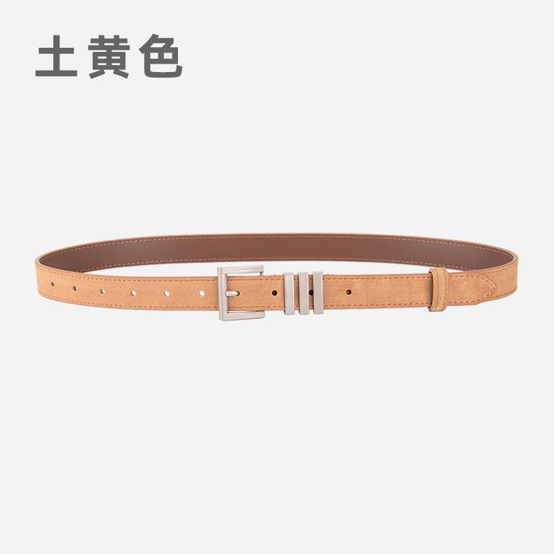 Ladies Premium Belt Dress Frosted Velvet Leather Decorative Vintage Belt Women'S