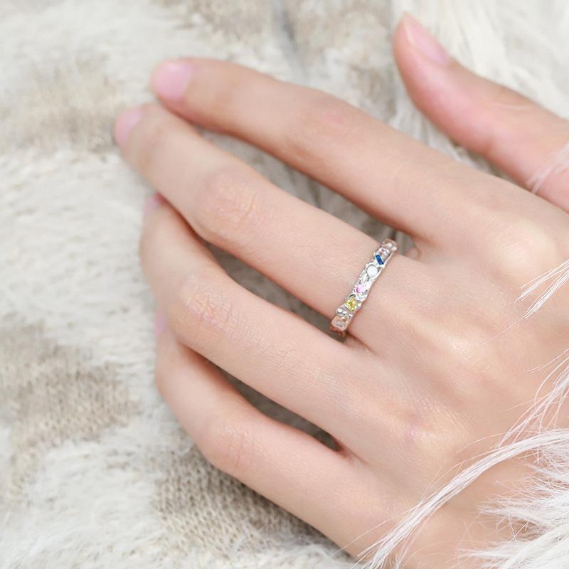 Women's Fashionable Colored Zircon Adjustable Open Band Ring - Simple, Trendy, Index Finger Design