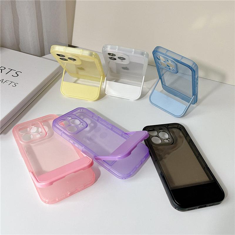 Clear Bumper Stand Holder Phone Case For Iphone 14 13 11 12 Pro Max Xr Xs Max 13pro 14 Plus Shockproof Soft Silicone Back Cover