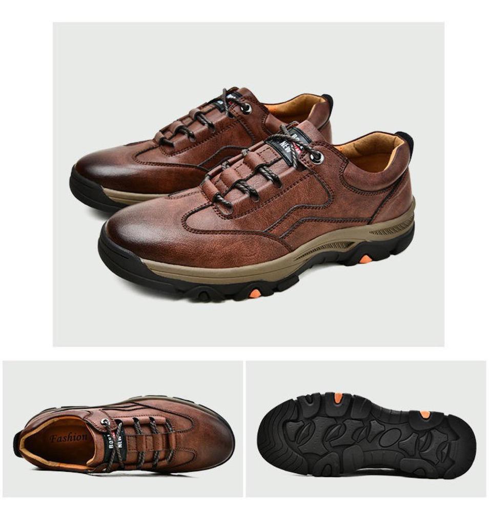 Autumn/Winter 2022 Men's Korean Style Leather Hiking Shoes - Trendy, Breathable, Casual.