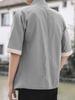 YF Men's Jinbei Cardigan Shirt Top, Haori (Cotton Jacket), Loose Fit, Plus Sizes, Japanese Style, Workwear, Samue, Short Sleeve, 5/8 Sleeve, Solid Col