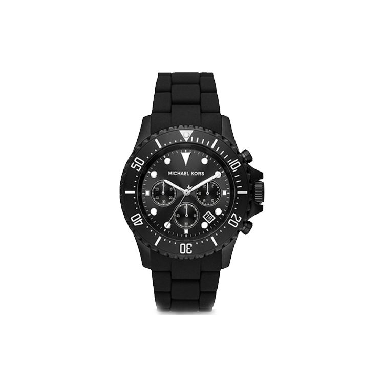 Часы Michael Kors Everest Кварцевый механизм Силиконовый ремешок 45 мм Черный циферблат Мужские часы MK8980 Black Dial