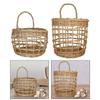 Woven Hanging Basket Holder with Handle Hanging Wall Basket Handmade Rattan Basket for Potato Pantry Onion Cabinet Garlic