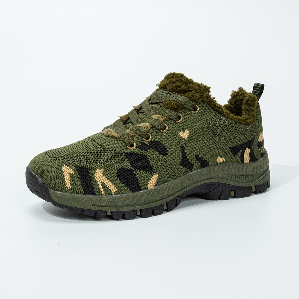

Winter Shoes Women Warm Cotton Sneakers Fashion Camouflage Plush Lining Casual Outdoor Sports Shoes 43 зелений
