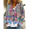 Womens Christmas Print V-Neck Open Front Cropped Long Sleeve Knit Sweater Loose Fit Casual Style