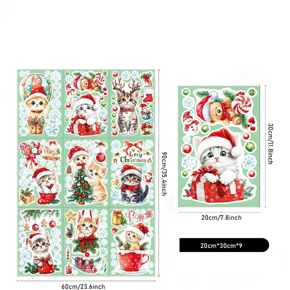 Creative Christmas Window Decals 3D Static Cling Santa Claus Gift Box Snowflake Home Decor Festive Glass Stickers for Holiday