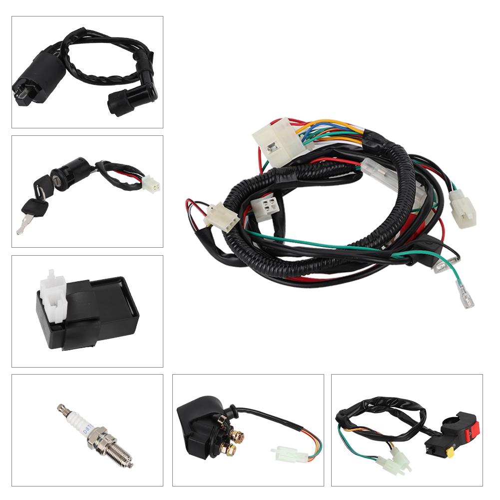 Full Wiring Harness Solenoid Coil CDI Relay Kit Fits for 150cc ATV Quad Accessory