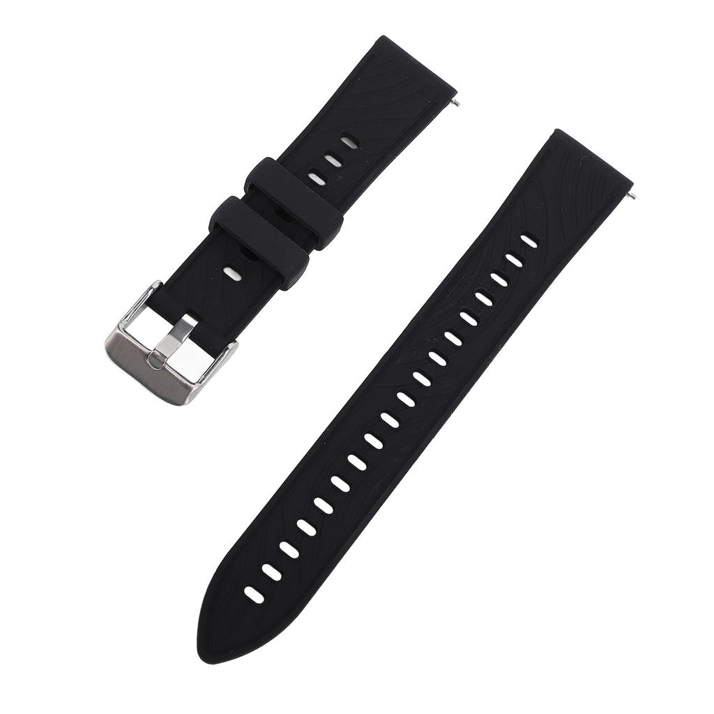 Watch Band Silicone Engraved Breathable Quick Release Comfortable Watch Strap Replacement for GT4 Black
