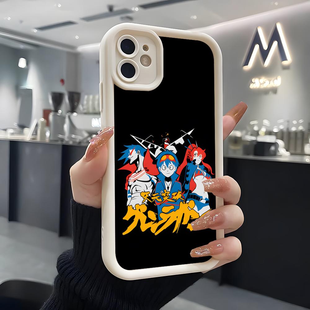 Anime Gurren Lagann Phone Case For IPhone Air 17 Pro Max 16 E 15 14 Pro Max 13 12 11 Mini Plus Soft Silicone White Cover
