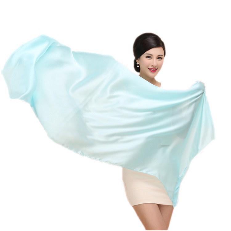 Women's Versatile Long Satin Scarf - Solid Color, Summer Sunscreen Shawl