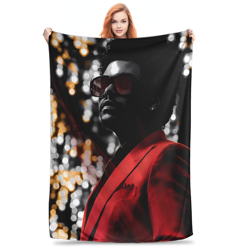 The Weeknds Rapper Singer Warm Blanket  Picnic Plush Bedding Throws Aesthetic Couch Chair Flannel Bedspread Sofa Bed Cover