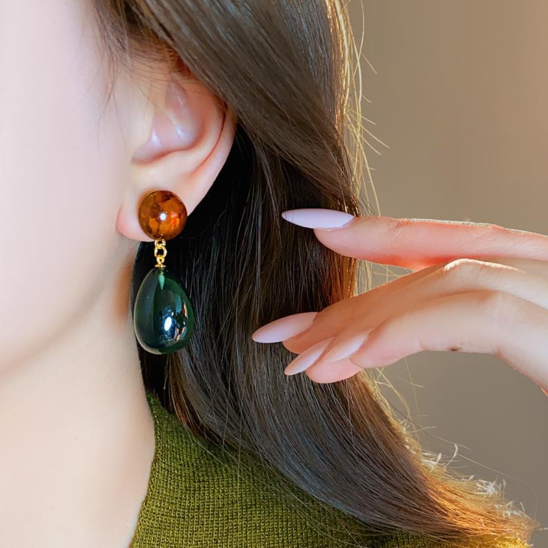 Geometric Circular Acrylic Resin Earrings Water Droplet High-End and Light Luxury Jewelry New Accessories for Women and Girls