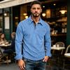 Men's Cotton Corduroy Long Sleeve Shirt with Collar for Everyday Wear