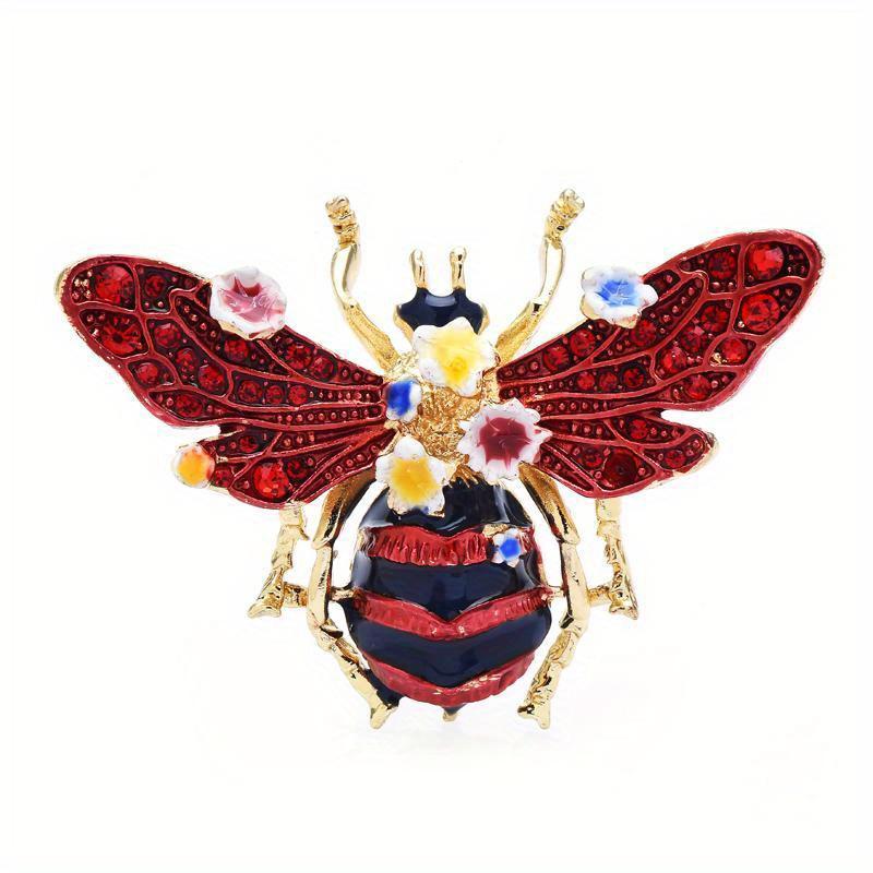 1pc Big Enamel Bee Brooches for Women Men 3-color Flower Insects Party Causal Brooch Pin Gifts