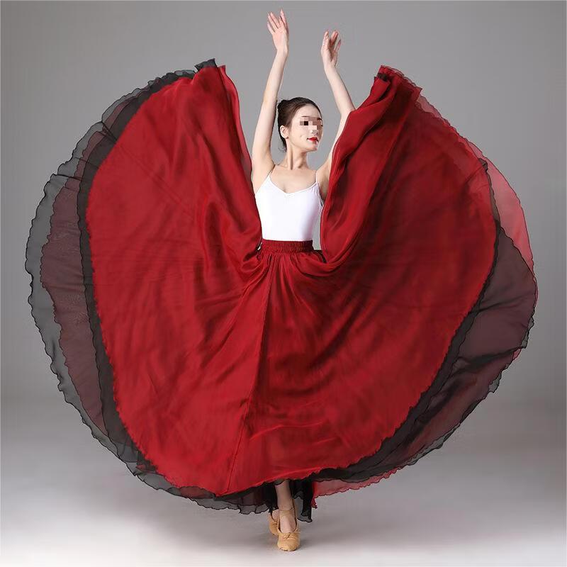 Chinese Style 900-Degree Flowy Classical Dance Skirt L