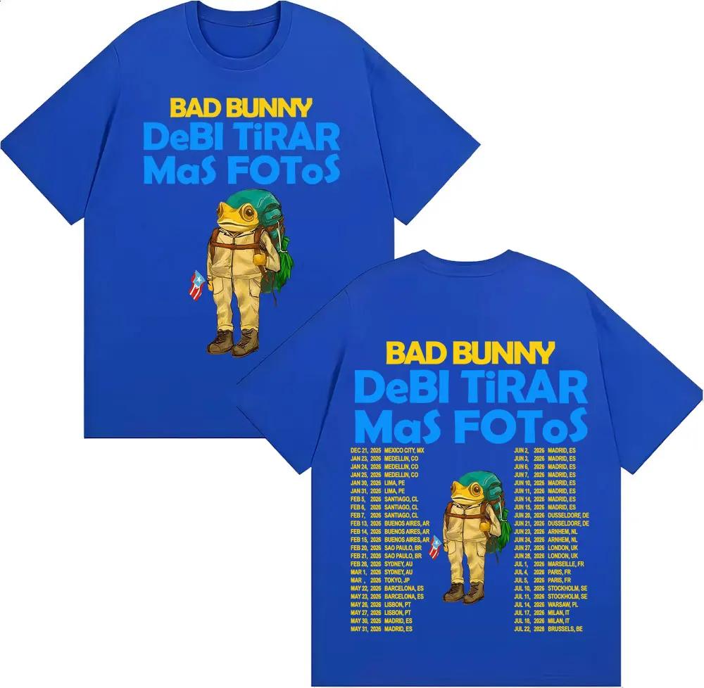 Rapper Bad Bunny Debi Tirar Mas Fotos DTMF Album 2026 T-Shirts Unisex Damen Vintage Cartoon Mode Kurzarm T-Shirt Streetwear