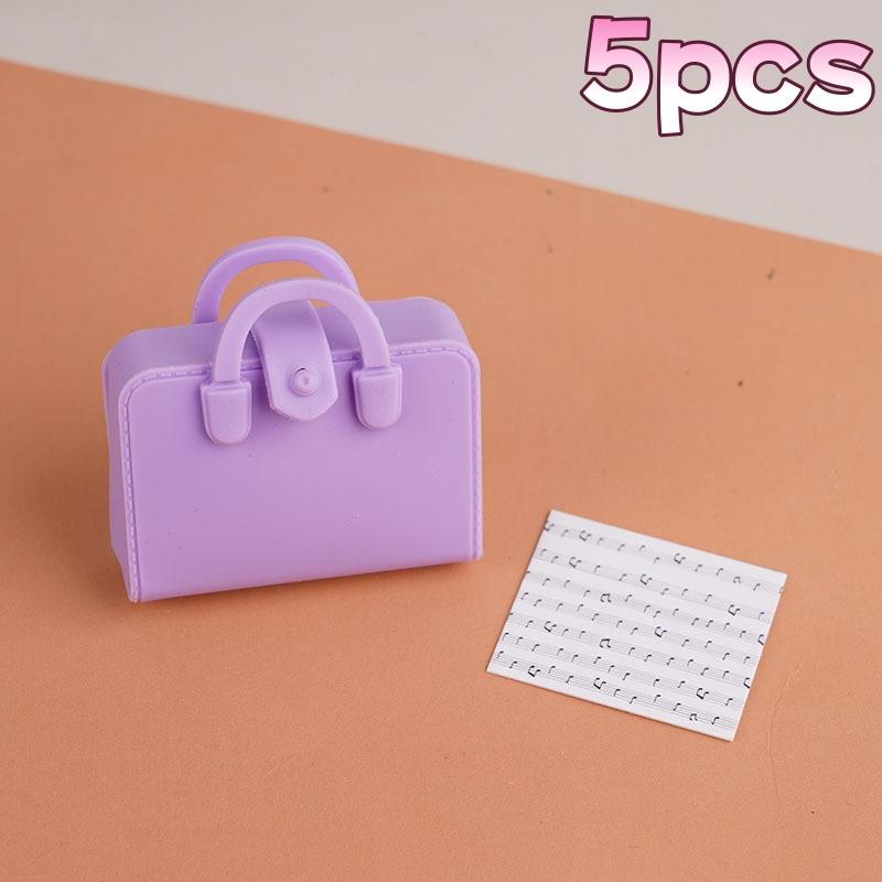 5Pcs Dolls Mini Bags Clothes Accessories 1/12 Dollhouse Simulated Handbag School Bag Music Score Model Study Decoration Toys