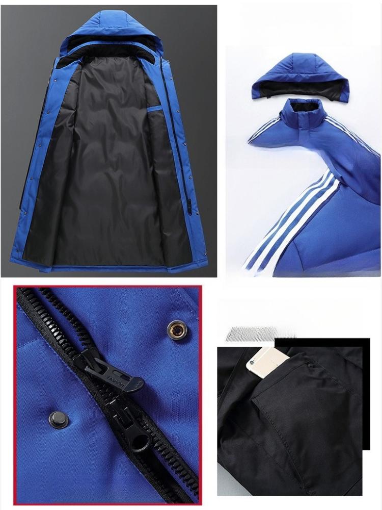 Culoare Solidă Jos Trei Bare Foaie Exterioară Secțiune Jachetă de Puf a Jachetei de Iarnă Secțiune Lungă Largă Iarnă Antrenament Puf