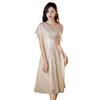 Champagne evening dress women's small light luxury niche sequins host dress bright medium and long dress