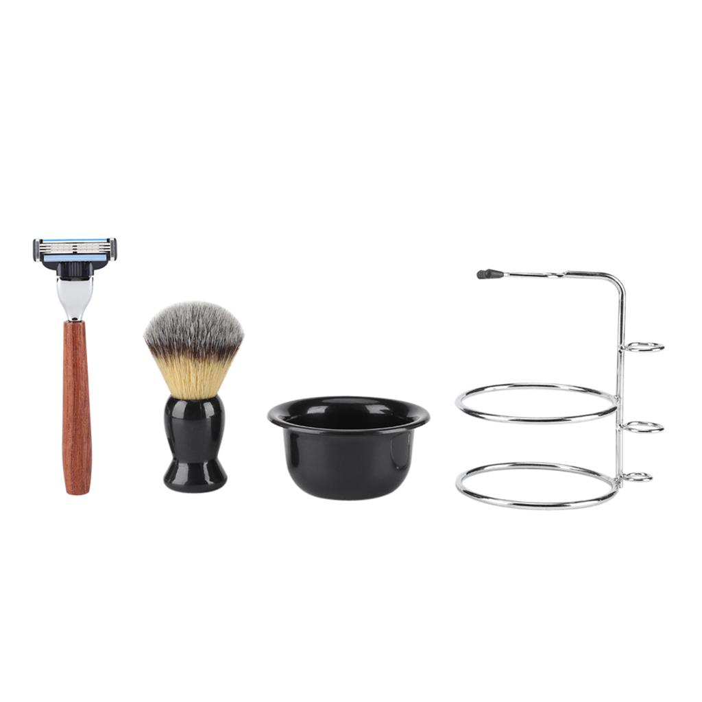 Manual Shaving Set, 4Pcs Shaving Kit   Stainess Steel Stand Set, Bowl Mens Holder Brush Bowl Set Brush and Men S     Bathroom