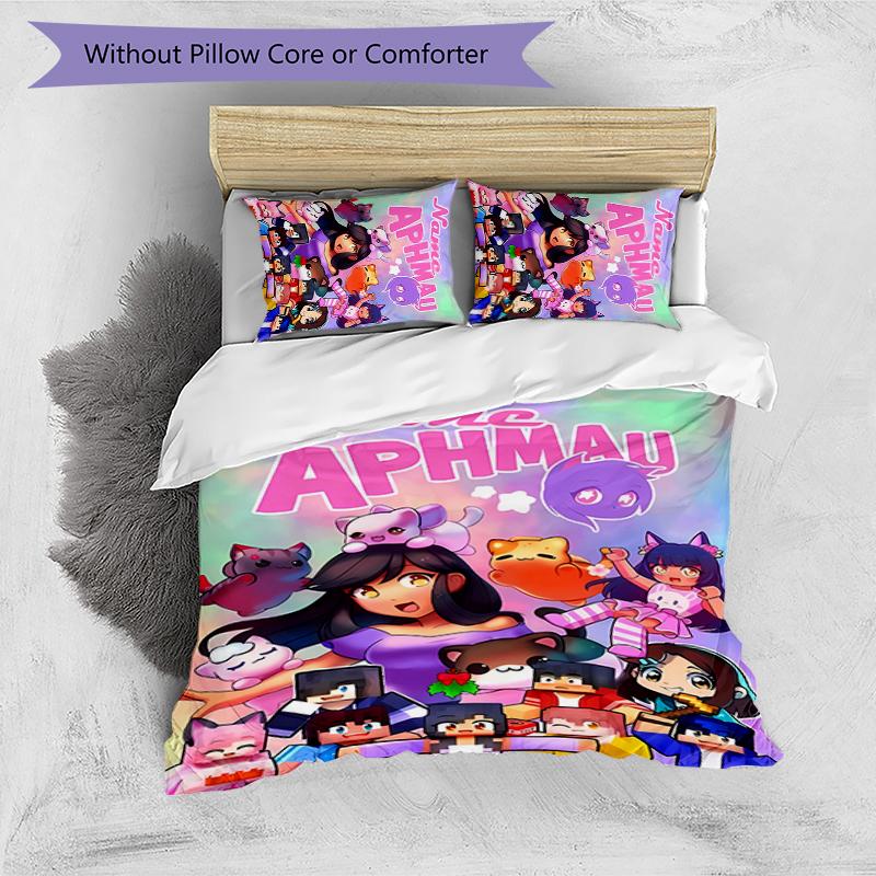 Set Biancheria da Letto Aphmau Personalizzato con Nome 3 Pezzi Copripiumino Chiusura Include 1 Copripiumino & 2 Federe per Tutte le Stagioni Decorazione Camera da Letto