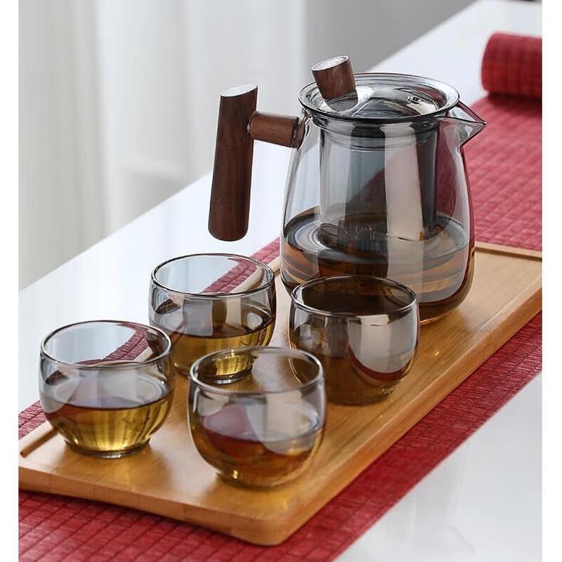 Genomskinlig Tekanna i Högborosilikatglas med Trähantag