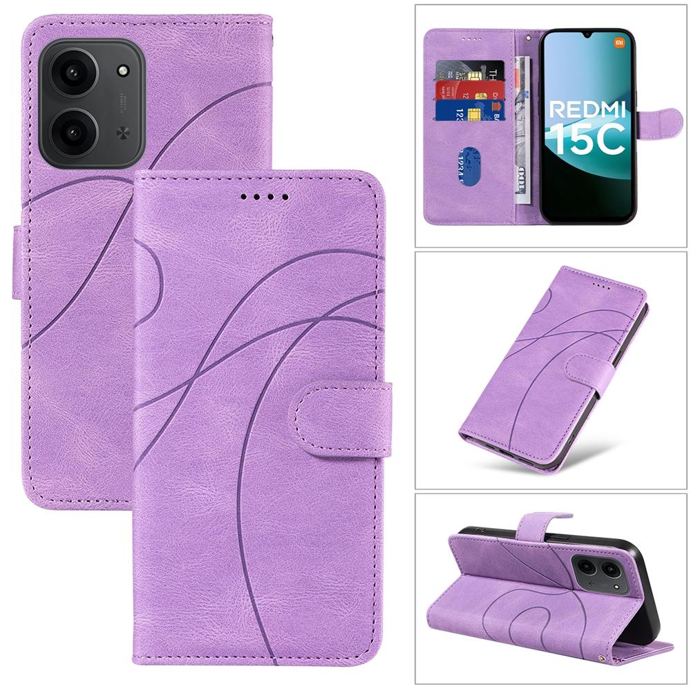 Magnetyczne skórzane etui portfelowe dla Redmi 15 15C 14C 13C 13 12 11A 10 10A 10C 9A 9C Prime A5 A3 A1 Plus 4G 5G K70 Pokrowiec Linia Krzywa