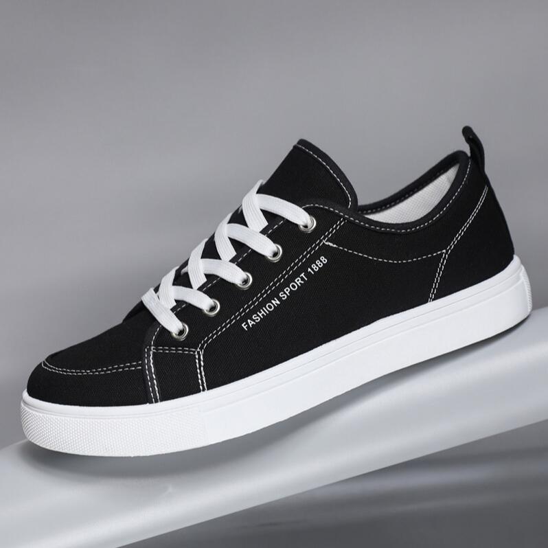 2025 New Blue Men's Casual Canvas Shoes Lace-Up Flat Luxury Design Anti-Slip Sneakers Couple Board Shoes Plus Size 45/46