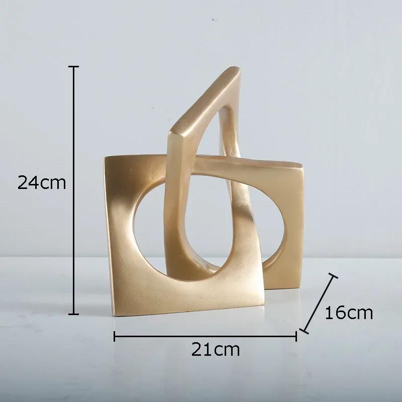 Abstract Geometric Distortion Ornaments Crafts Desk Decoration Golden Square Collar Artwork Statue Room Aesthetics Decor