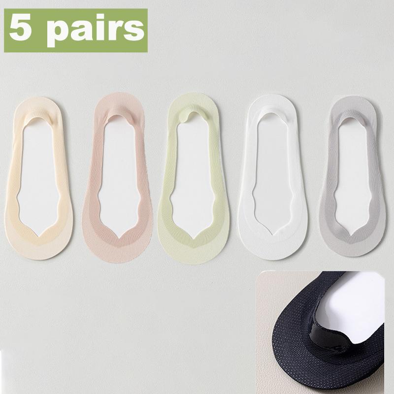 Women Socks Girl Lady Spring Summer Thin Ice Silk Non-slip Do Not Fall Off Sweat-absorbing Traceless Breathable Invisible Socks