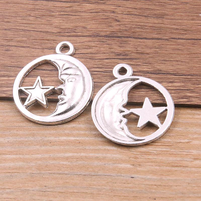 25x29mm Dual-Color Moon, Star & Sun Pendants – Natural Handmade Jewelry Accessories