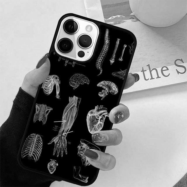 Vintage Anatomy Heart Cardiac Brain Nurse Phone Case Cover for iPhone 13 11 12 Pro Max Mini XS XR X 8 Plus 7 SE 2020 6S 5S Coque