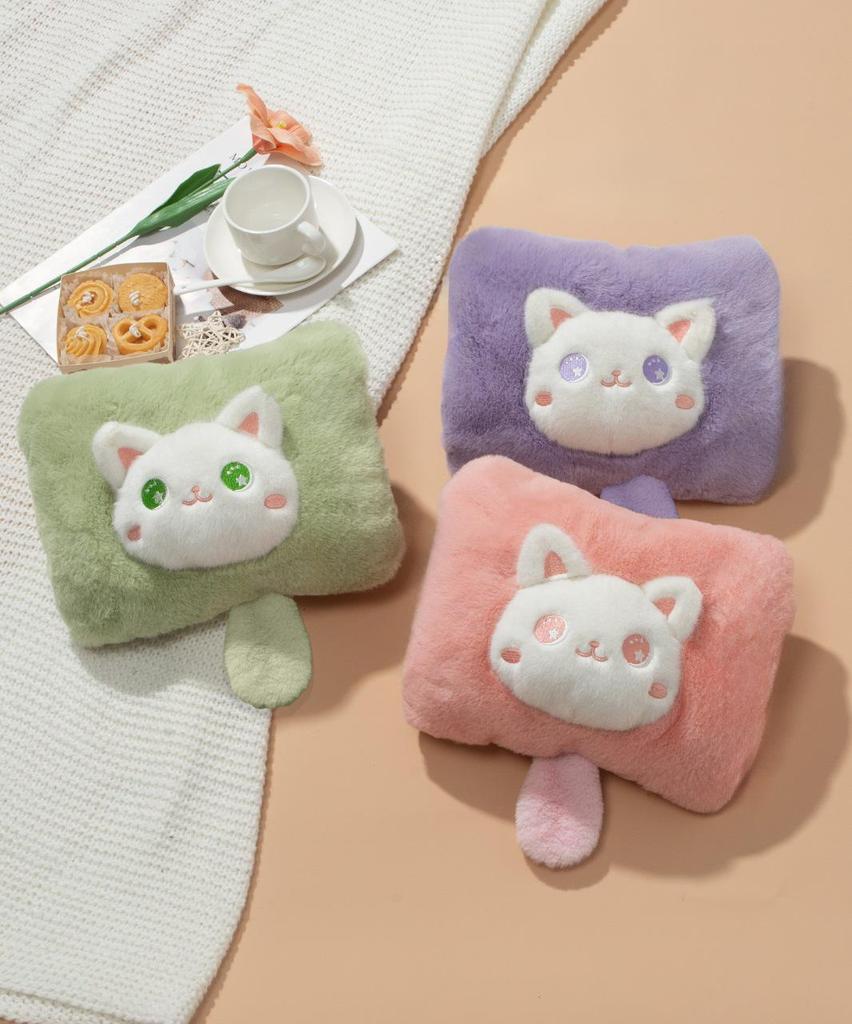 Oppladbar tegneserie plysj håndvarmer - Avtakbar og vaskbar, Eksplosjonssikker elektrisk varmtvannsflaske (2025)