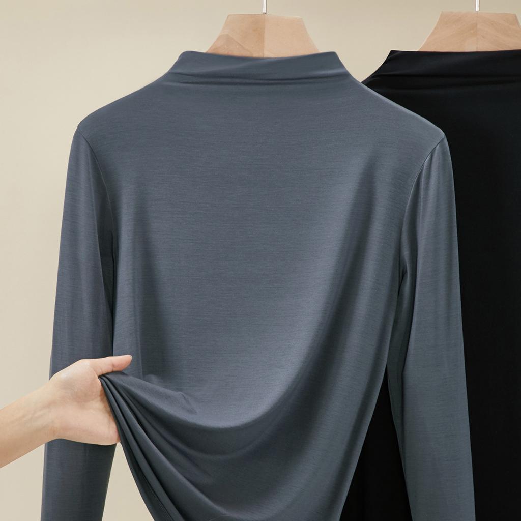 White bottoming shirt women's summer inner new versatile semi-turtleneck top