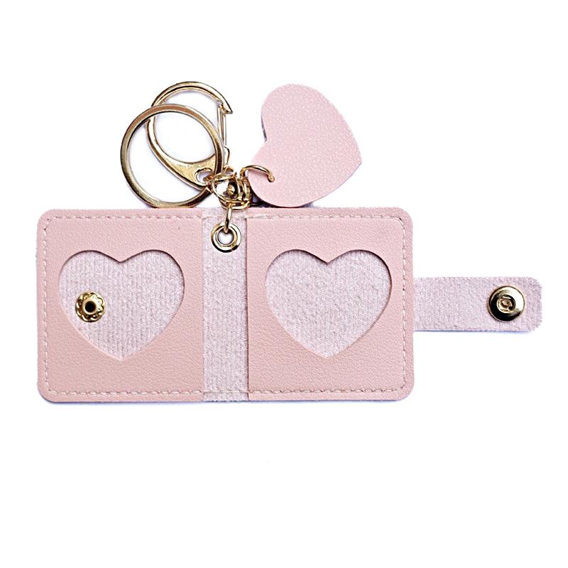 1PC Mini Photo Album Portable DIY Pockets Storage Bag Charms Cute Keychain Gift Faux Leather Memorial Photo Album Multicolor