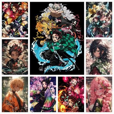 Kit Pittura Diamante 5D Anime Demoniaco Tanjirou Nezuko Arte Cartone Animato Mosaico Punto Croce Decorazione Casa Lavoro Manuale Bambini Regalo