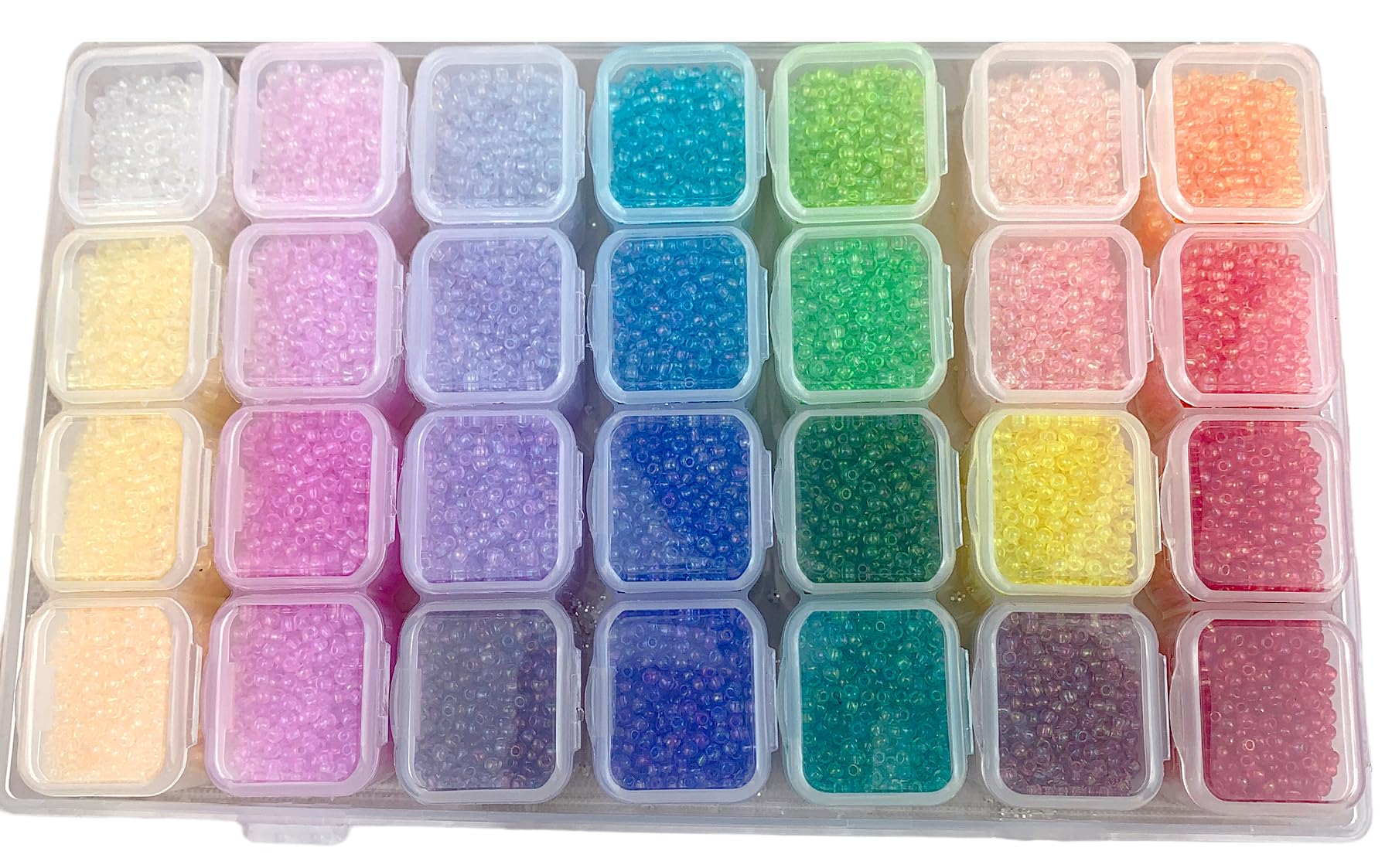 

28-Color Set of 2mm Glass Beads, Mixed Colors, for DIY Crafts, Jewelry Making, and Crafts.