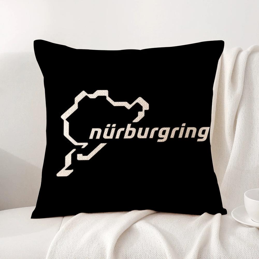 Nurburgring Sport Car Cushion Cover Linen Organic Fabric Double-Sided Printing Breathable Pillow Case Sofa Home Decor Gift