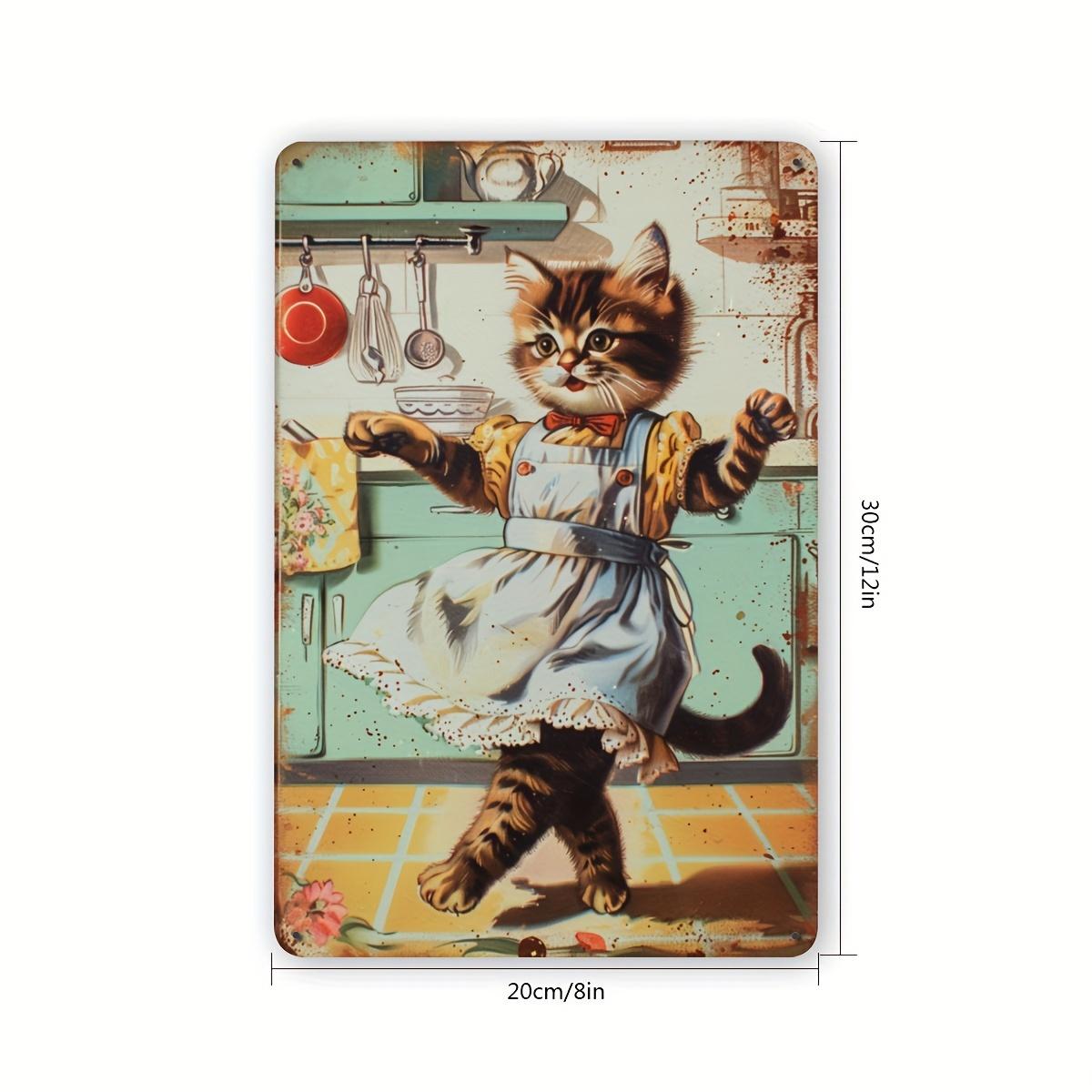 

Charming Dancing Cat Vintage Metal Tin Sign xcm Durable Iron Wall Art for Home Bar Cafe Garage Decor 20x30cm（7.8x11.8inch）